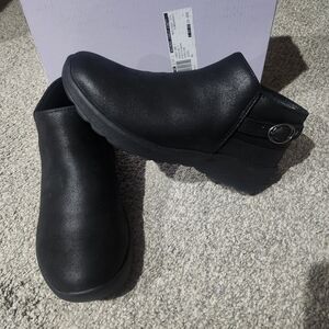 Skechers Lovely Vibe Moonlight Black Slip-On Boots with Side Buckle Size 7 New